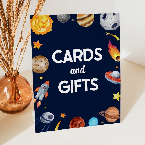 Outer Space Galaxy Cards and Gifts Party Sign