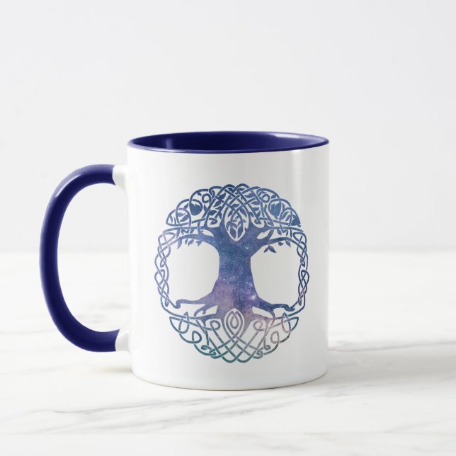 Outer Space Galaxy Celtic Tree of Life Mug (Left)
