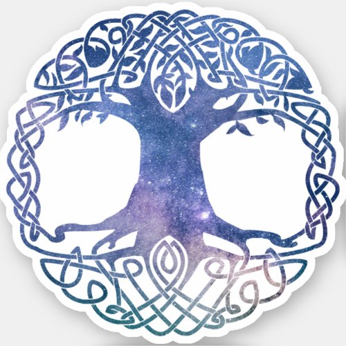 Outer Space Galaxy Celtic Tree of Life Sticker