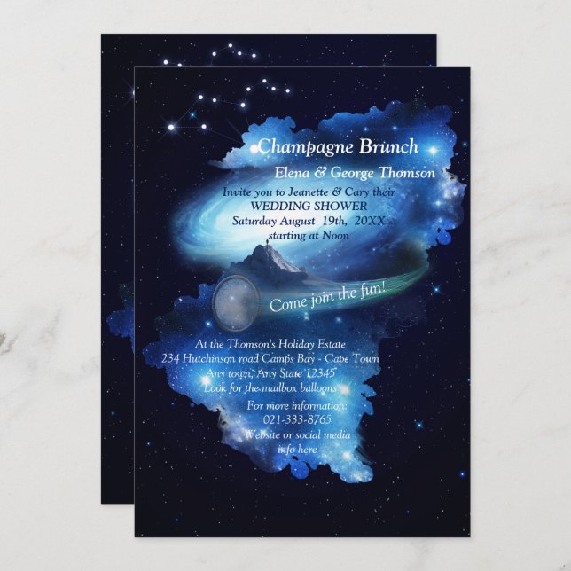 Outer Space Galaxy Couple Shower Invitation (Front/Back)