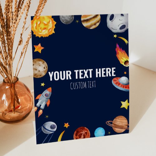 Outer Space Galaxy Custom Text Table Party Sign