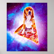 Outer Space Galaxy Dog Riding Pizza