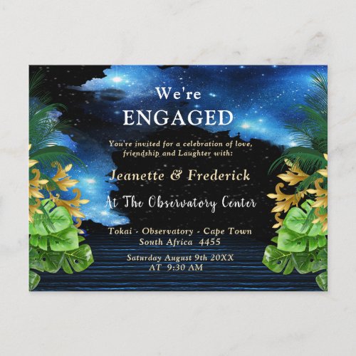 Outer Space Galaxy Engagement Invitation Postcard