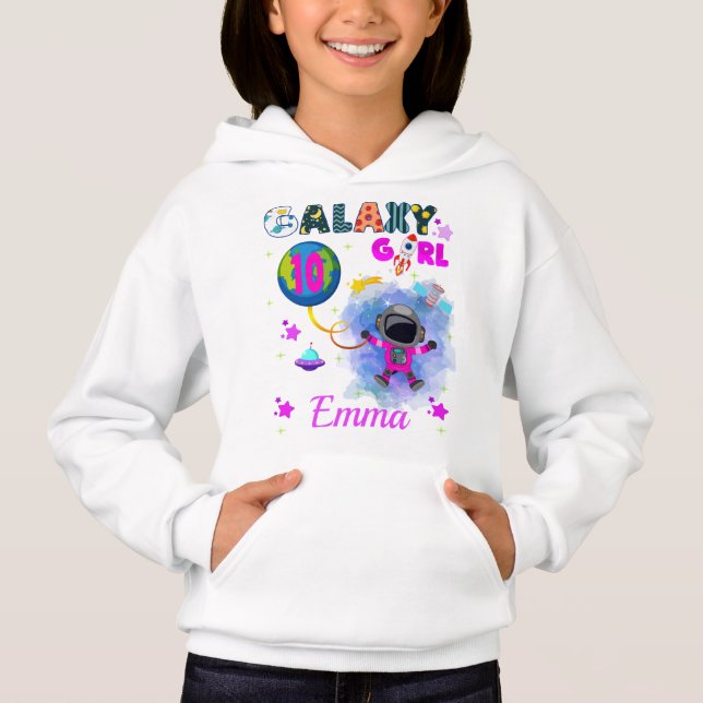 Outer Space Galaxy Girl Birthday Party  Hoodie (Front)