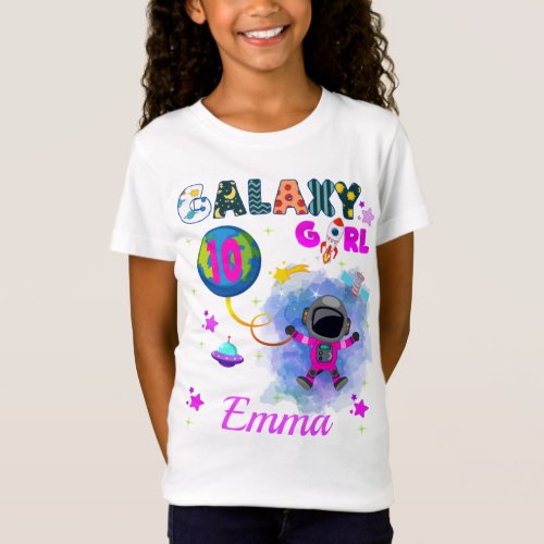 Outer Space Galaxy Girl Birthday Party T_Shirt