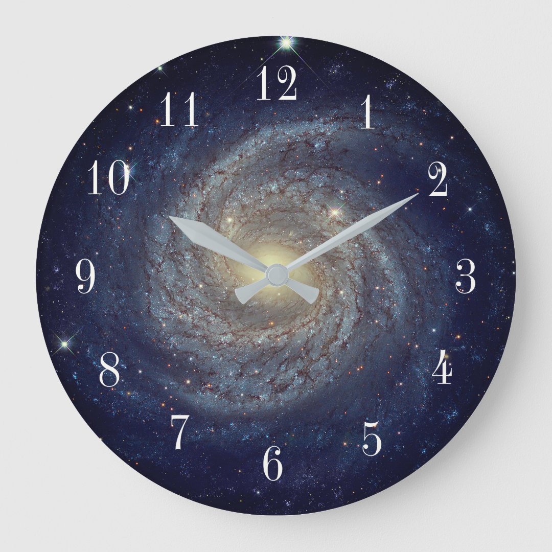 Outer Space Galaxy Large Clock | Zazzle