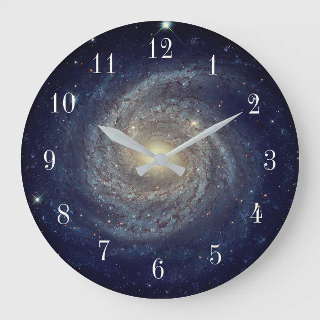 Outer Space Galaxy Large Clock | Zazzle
