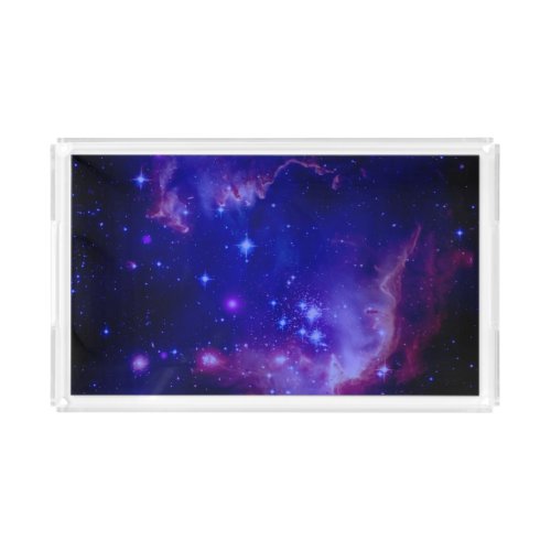 Outer Space Galaxy  Nebula Blue Tint Stars Acrylic Tray