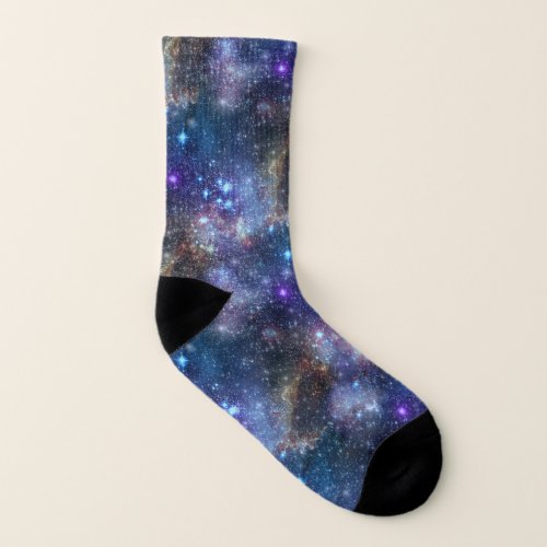 Outer Space Galaxy Nebula Magellanic Cloud in Blue Socks