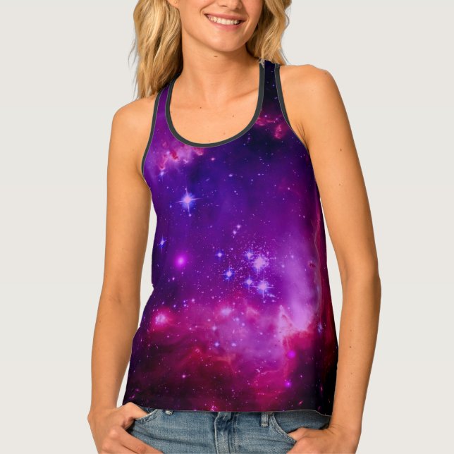 Outer Space Galaxy | Nebula Purple Tint Stars Tank Top (Front)