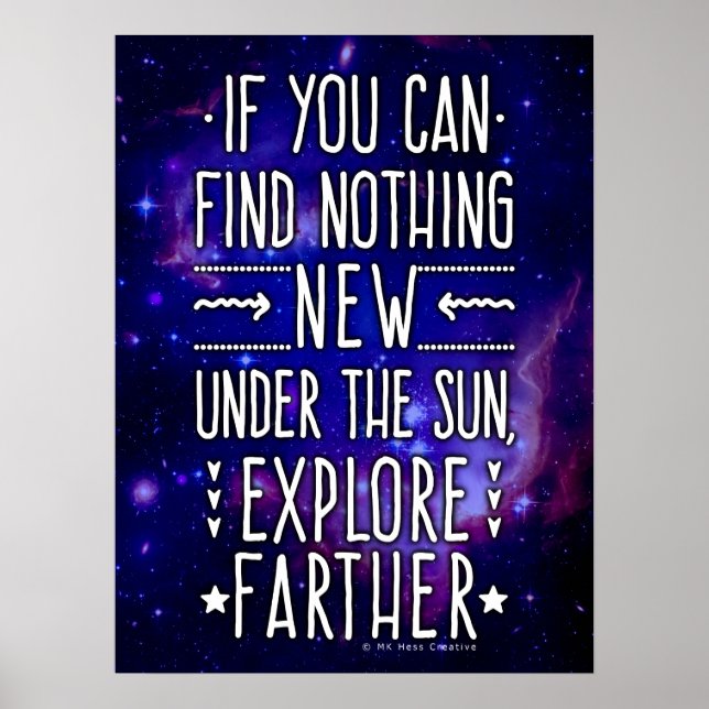 Outer Space Galaxy / Nebula with Exploration Words Poster (Front)