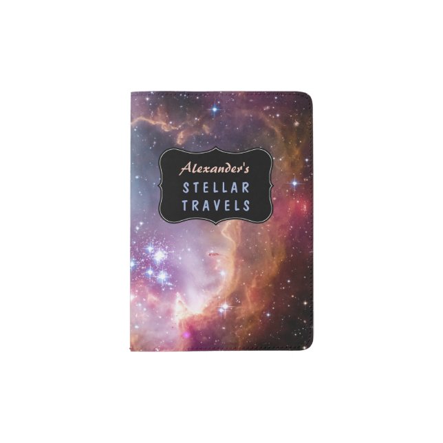 Outer Space Galaxy / Nebula with Stars Custom Passport Holder (Front)