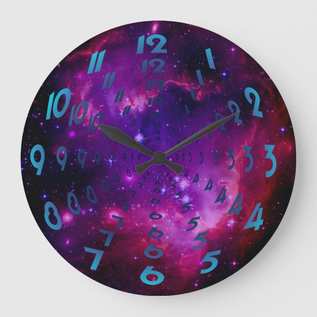 Outer Space Galaxy / Nebula Wormhole Numbers Large Clock (Front)
