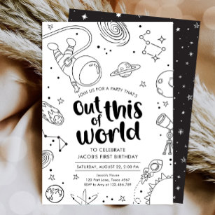 Outer Space Galaxy Out of this World Boy Birthday Invitation