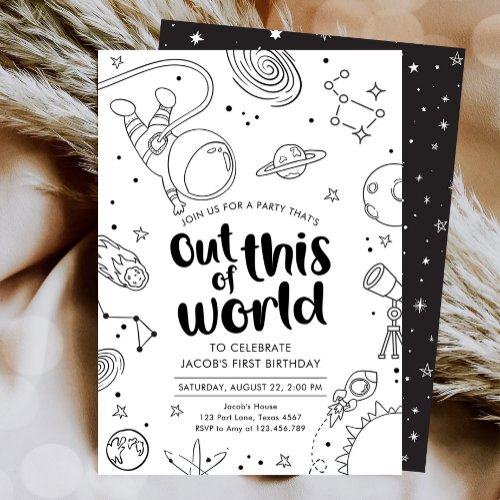 Outer Space Galaxy Out of this World Boy Birthday Invitation
