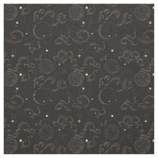 Outer space galaxy planets print fabric