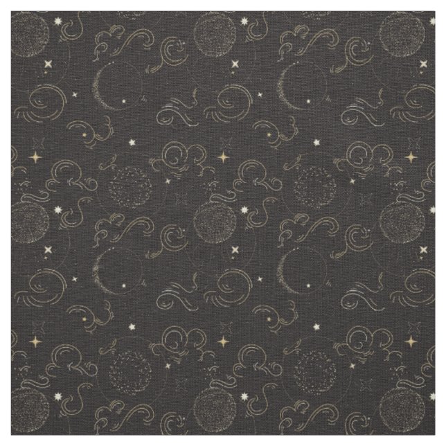 Outer space galaxy planets print fabric (Swatch)