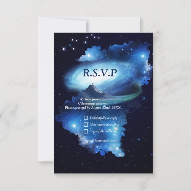 Outer Space Galaxy RSVP Card (Front)