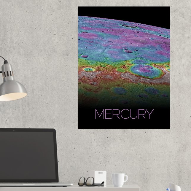 Outer Space, Galaxy, Solar System, Planet Mercury Foil Prints (In Situ (Desk 2))