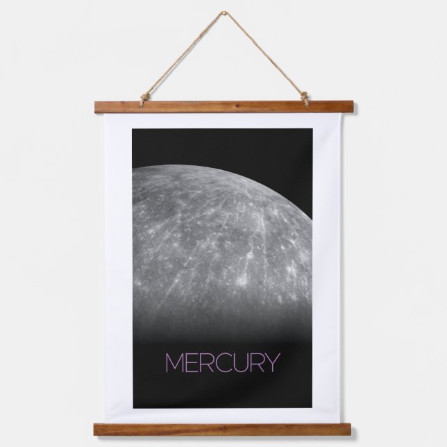 Outer Space, Galaxy, Solar System, Planet Mercury Hanging Tapestry (Front)
