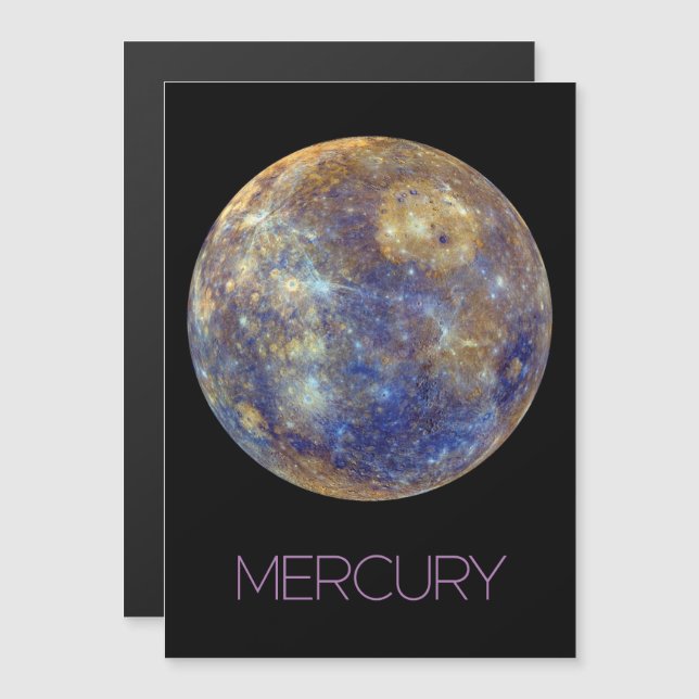 Outer Space, Galaxy, Solar System, Planet Mercury Magnetic Invitation (Front/Back)
