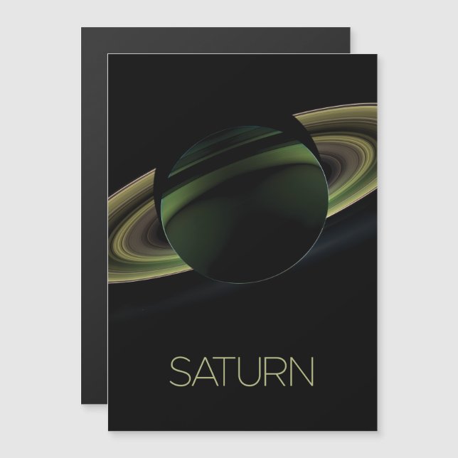 Outer Space, Galaxy, Solar System, Planet Saturn Magnetic Invitation (Front/Back)