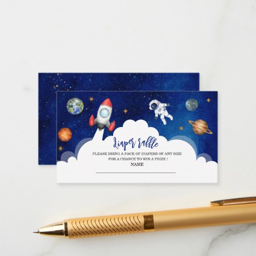 Outer space galaxy starry baby shower diaper raffl enclosure card