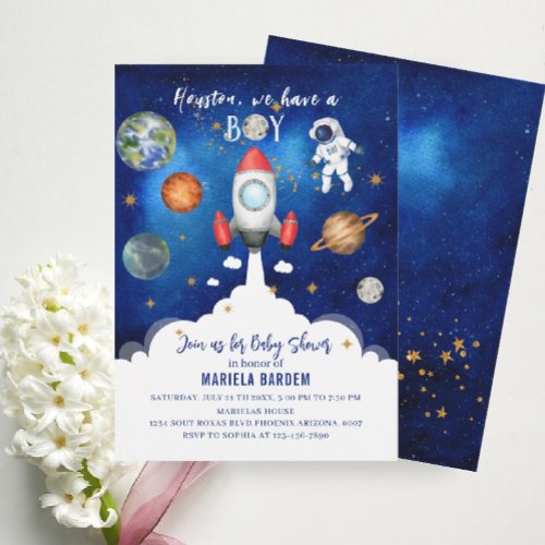 Outer Space Galaxy Starry baby shower Invitation