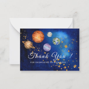 Outer Space Galaxy Starry baby shower thank you Note Card