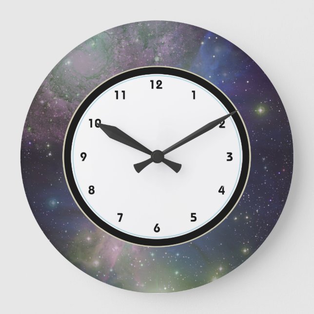 Outer Space galaxy, stars and nebula astronomy Large Clock (Front)