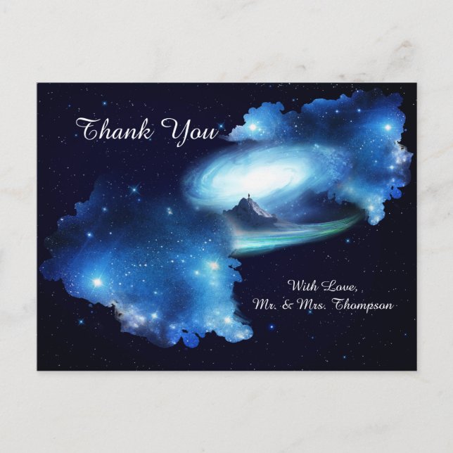Outer Space Galaxy Thank You Announcement Postcard (Front)