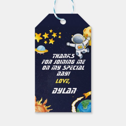 Outer Space Galaxy Theme Birthday Thank You Gift Tags