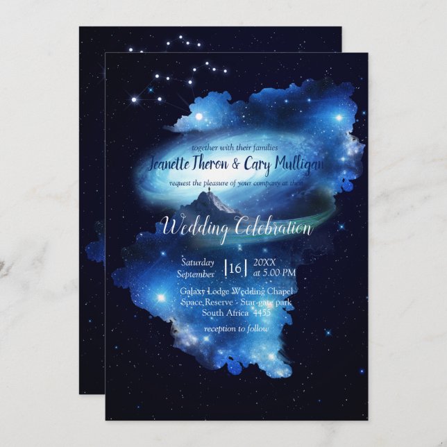 Outer Space Galaxy Wedding Invitation (Front/Back)