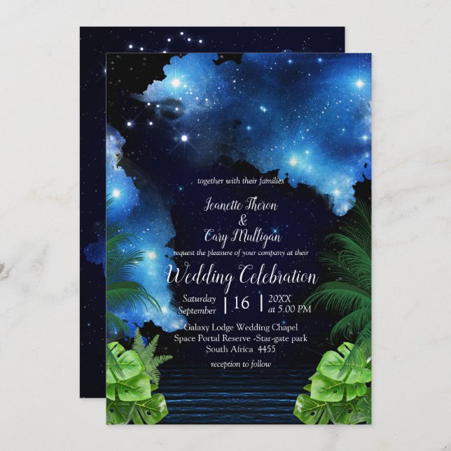 Outer Space Galaxy Wedding Invitation (Front/Back)