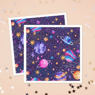 Outer space Galaxy with Planets and Shooting Stars Napkins