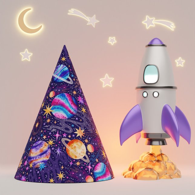 Outer Space Galaxy with Planets Comets and Stars Party Hat (Outer Space Galaxy with Planets Comets and Stars Party Hat)