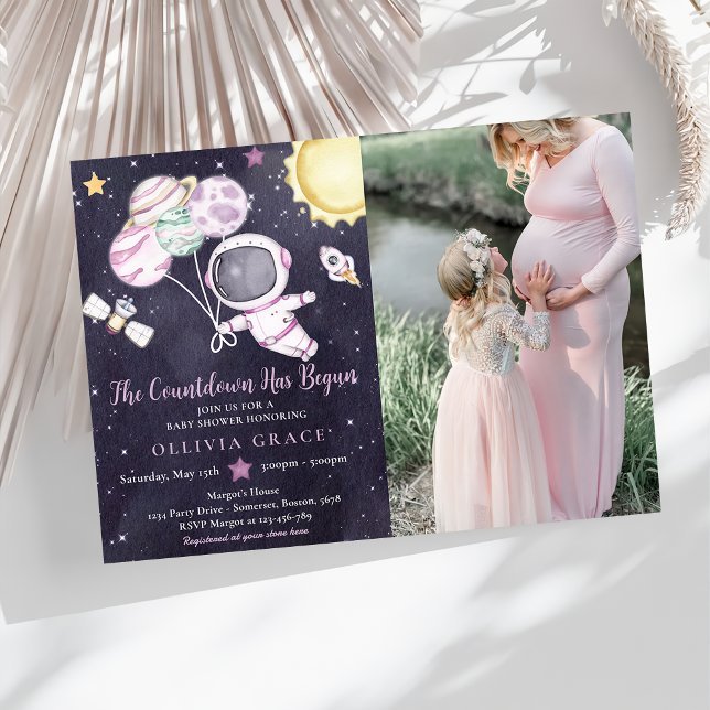 Outer Space Girl Baby Shower Galaxy Baby Shower  Invitation (Creator Uploaded)