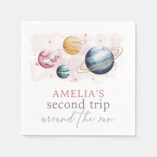 Outer Space Girl Birthday Galaxy Stars Planets Napkins