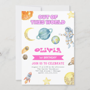 Outer Space Girls Birthday Invitation for All Ages