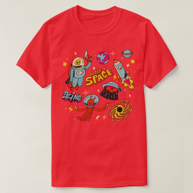Outer space hand drawn T-Shirt (Design Front)