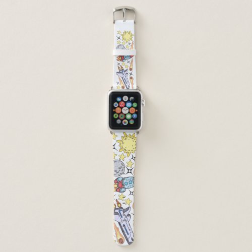 Outer Space Hand_Drawn Vintage Doodles Apple Watch Band