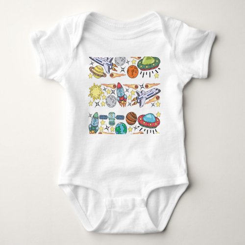 Outer Space Hand_Drawn Vintage Doodles Baby Bodysuit