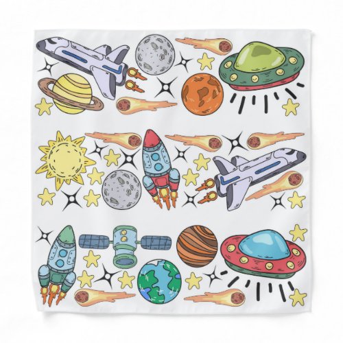 Outer Space Hand_Drawn Vintage Doodles Bandana