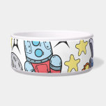 Outer Space: Hand-Drawn Vintage Doodles Bowl<br><div class="desc">Hand-drawn Outer Space Doodles. Vintage Discover the wonders of outer space with these hand-drawn doodles in a vintage style. Explore the cosmos with this fun pattern! Outer Space Doodles: Vintage hand-drawn space-themed illustrations. meteor, background, pattern, illustration, decor, sky, travel, hand drawn, cartoon, sun, white, star, happy, black, earth, moon, cute,...</div>