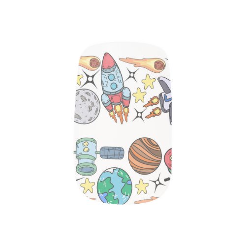 Outer Space Hand_Drawn Vintage Doodles Minx Nail Art