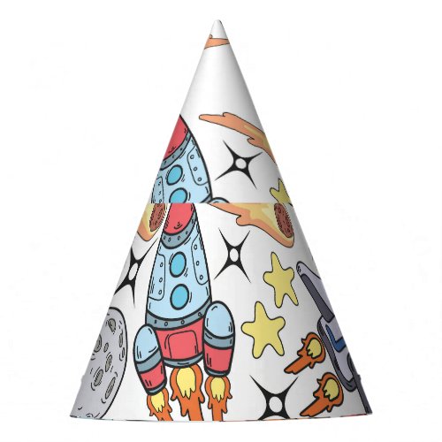 Outer Space Hand_Drawn Vintage Doodles Party Hat