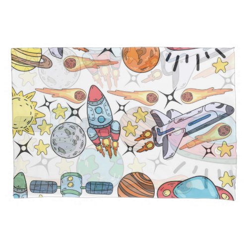 Outer Space Hand_Drawn Vintage Doodles Pillow Case