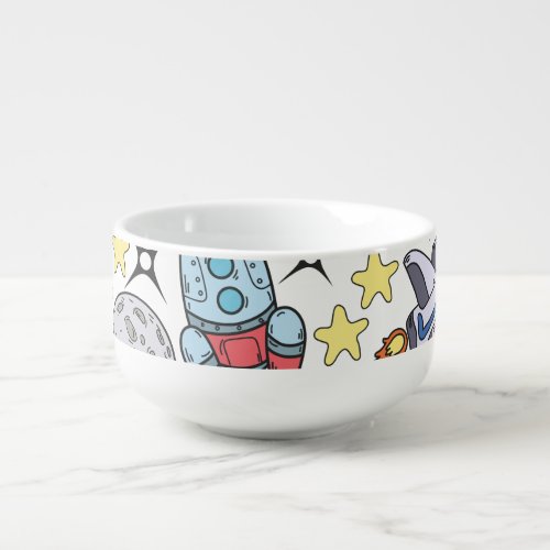 Outer Space Hand_Drawn Vintage Doodles Soup Mug