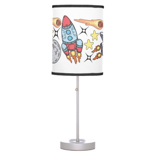Outer Space Hand_Drawn Vintage Doodles Table Lamp