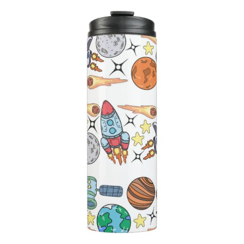Outer Space Hand_Drawn Vintage Doodles Thermal Tumbler